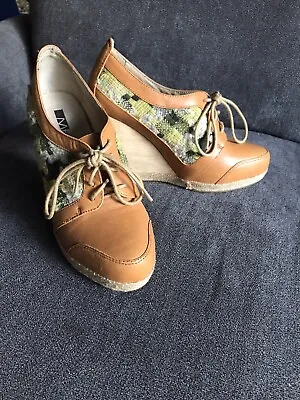 Matiko (7) Boho Platform Wedge Shoes Wood Leather Yarn Anthropologie--Unique!!! • $18