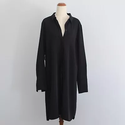 Witchery Size 16 Black Long Sleeved Button Up Collared Dress Office Attire Work • $29.99