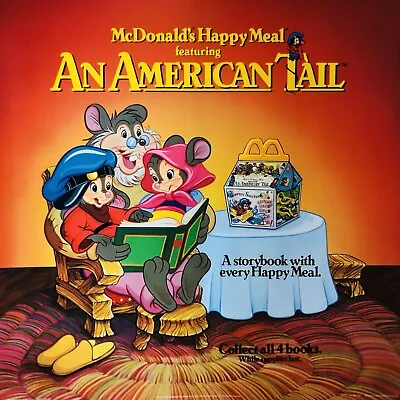 McDonald's An American Tail Happy Meal Translite Sign Advertisement Poster 1986 • $59.60