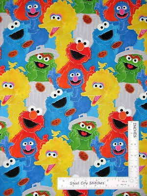 Sesame Street Grover Cookie Bird Elmo Cotton Fabric SPX Spectrix By The Yard • $10.98