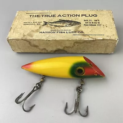 Hanson True Action  Fishing Lure Salmon Wood Plug W/ Box • $17.89