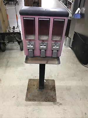 $179.95 • Buy Vintage 3 Candy Gumball Dispenser Vending Machine METAL Stand - NO Keys