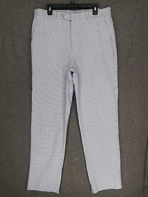 Vintage Peter Millar Pants Mens 36x34 Blue White Checked Seersucker Trouser Golf • $36.88