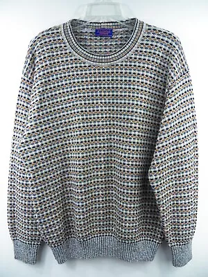 Missoni Mens Large Luxury Sweaterorange Beige Blue Stripe 45% Wool Made In Italy • $277.77