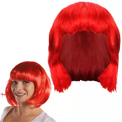 Red Bob Wig Short Fancy Dress Cosplay Fashion Babe Halloween Devil Anime Hair • £6.99