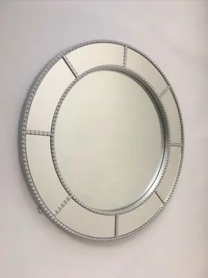 Round Circular Silver Window Mirror Crafted With A Circular Design Industrial  • £25.99