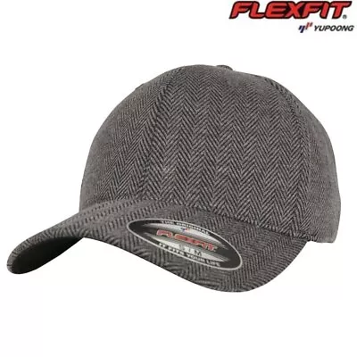 Flexfit By Yupoong Herringbone Melange 6277HM - Curved Snapback Baseball Cap • £21.29