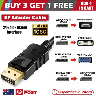 Displayport Display Port DP Male To VGA DVI HDMI Female Converter Adapter Cable • $5.65