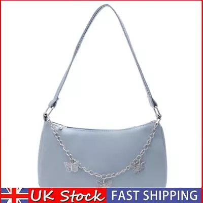 Fashion Women Butterfly Chain PU Underarm Bag Casual Small Handbags (Blue) UK • £6.11