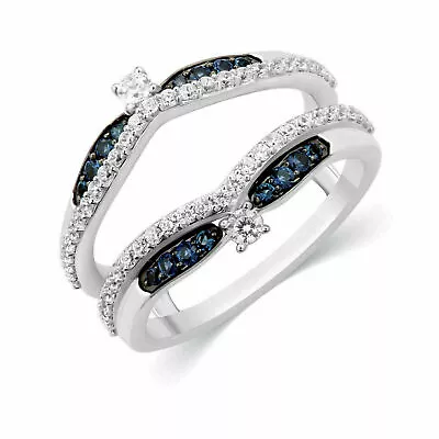$103.49 • Buy 1.50Ct Simulated Sapphire & Diamond Enhancer Wrap Ring Guard 14K White Gold Over