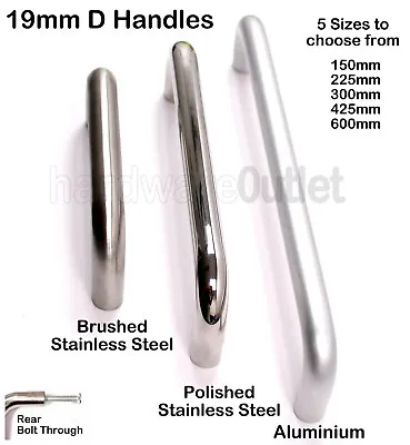 Bolt Through D HANDLE Fire Door Pull Handle 19mm Diameter 3 Finishes & 5 Sizes  • £7.58