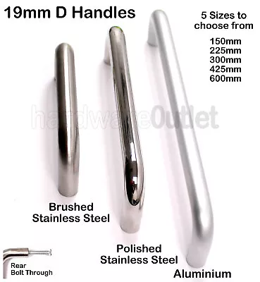 Bolt Through D HANDLE Fire Door Pull Handle 19mm Diameter 3 Finishes & 5 Sizes  • £3.40