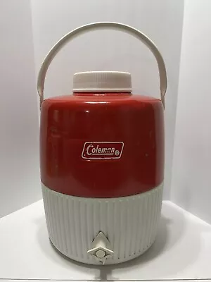 Vtg Coleman Red/ White Metal Plastic 2 Gallon Water Jug Cooler No Cup • $25.99