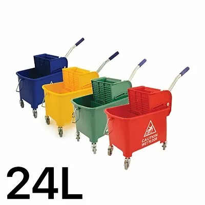 24L Kentucky Wringer Mop Bucket System On Wheels Commercial Cleaning • £35.99