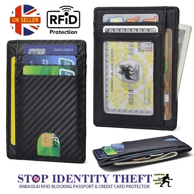 £5.39 • Buy Men Anti-scan Leather Slim ID Credit Card Holder RFID Blocking Thin Small Wallet