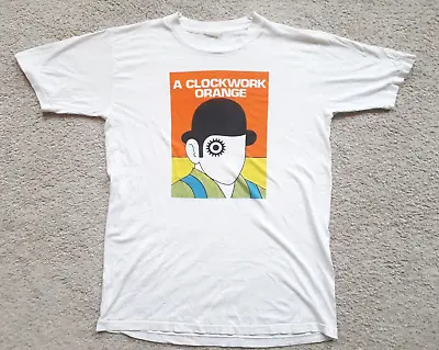 A CLOCKWORK ORANGE 1980s Vintage T Shirt M White Book Film Literature Kubrick LP • $251.33