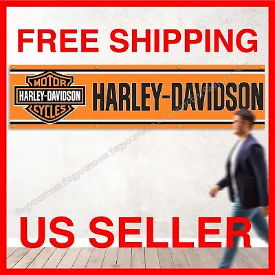 Harley Davidson Motorcycle 2x8 Ft Garage Sign Banner Flag Mount Garden Grommets • $13.77