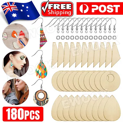 180X Unfinished Wooden Earrings Pendants Blank Pendants Jewelry Making Kit DIY • $12.45