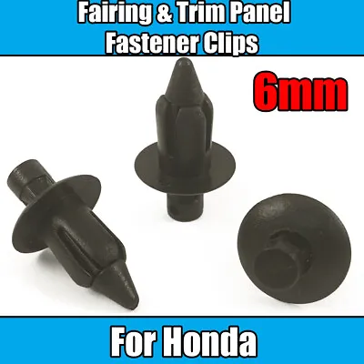 £5.63 • Buy 20x Clips For Honda Fairing Panel Trim Rivets Fasteners 6mm Hole Black Plastic