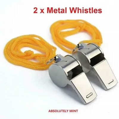 2 X Metal Referee Whistle With Key Ring Sports Pe School Football Rugby Outdoor • £2.25