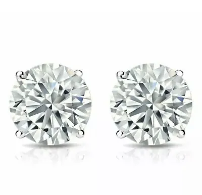 2Ct Round Cut Lab Created Diamond Screw Back Stud Earrings 14K White Gold Plated • $41.99