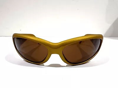 Vintage Arnette Signature Catfish Wrap Sunglasses Gold/ Yellow Made In Italy • $74.99