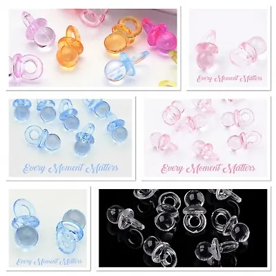 50 X ACRYLIC BABY DUMMY PACIFIER 3D BLUE PINK CLEAR MIXED COLOURS 20x10mm Charm  • £2.89