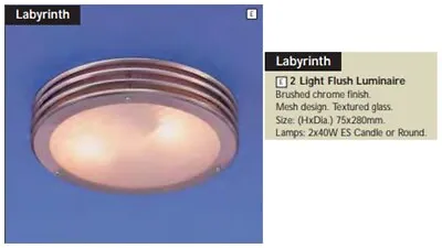 5 Off Micromark Labyrinth Wall Ceiling Lamp Light Luminaire Brushed Chrome Glass • £60