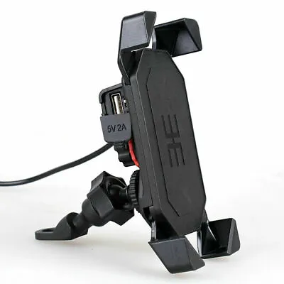 Motorcycle Bike ATV Cell Phone GPS Handlebar Mirror Mount Holder USB Charger US • $11