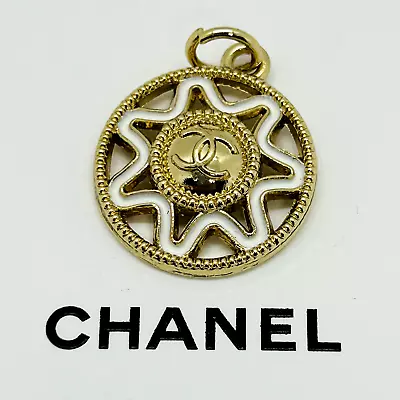 CHANEL Vintage Necklace Charm Parts White X Gold 20mm With Engraving • $43.99