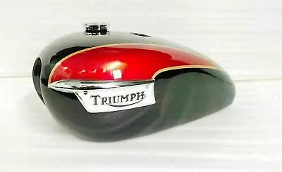 $190.69 • Buy Triumph T140 Cherry & Black Painted Steel Gas Fuel Petrol Tank & Cap |Fit For