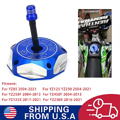 CNC Gas Fuel Cap Cover With Vent Hose For YZ125/250/250F WR250F/450F KX250 Blue • $17.99