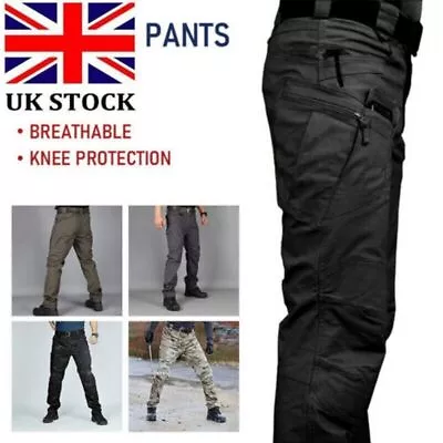 Mens Waterproof Hiking Tactical Trousers Outdoor Fishing Walking Combat Pants • £15.99
