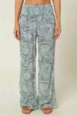 O'Neil Johnny Pants Elastic Waist Size XL Green Palm Tree Print RV $59 Lounge • $35