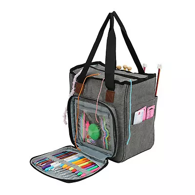 $22.49 • Buy Large Knitting Sewing Bag Yarn Storage Tote Crochet Hook Needle Organizer Holder