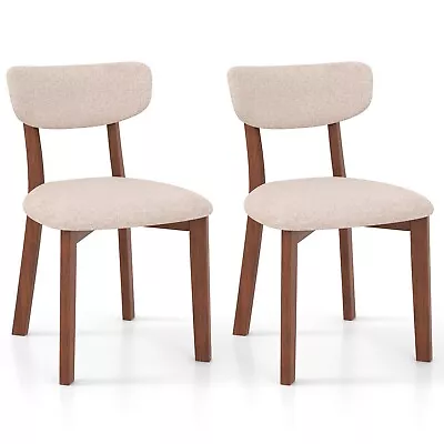 Costway 2 Pcs Dining Chairs Set Upholstered Mid-Back Chairs Armless Side Chairs • £89.95