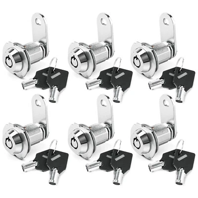 $32.19 • Buy 6 Pack 1-1/8  RV Compartment Door Cam Lock Camper Utility Tubular Lock 12 Keys