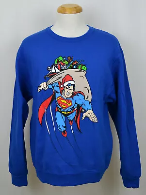 Superman Santa Sweatshirt DC Comics Superhero Holiday Christmas Blue NWT • $22.99