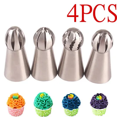 4* Russian Piping Nozzle Sphere Ball Icing Confectioners Pastry Tip Diy Cupca:da • £4.67