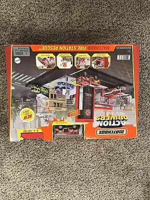 Matchbox Cars Playset Action Drivers Fire Station Rescue & Toy Firetruck In... • $45