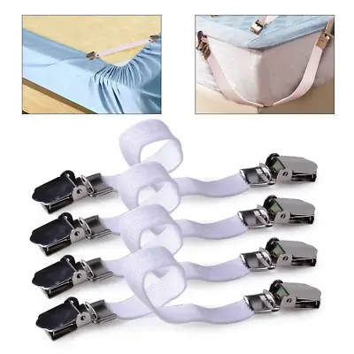 £3.85 • Buy 4x Adjustable Sheet Straps Clips Grippers Mattress Cover Sheet Bed Suspenders Be