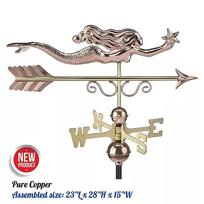 Pure Copper Little Mermaid Weathervane Roof Mount Home Chicken Coop Barn Shed • $313.90