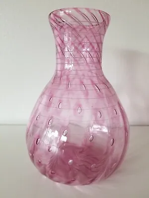 $85 • Buy Pizzichillo-Gordon Glass Signed Pink Vase: Controlled Bubbles And Threading