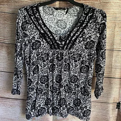 Marco Polo Floral Shirt ~ Size L Women's ~ 3/4 Sleeve • £7.86