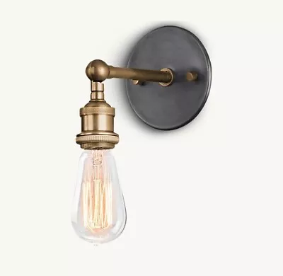 Restoration Hardware 20Th Century Factory Filament Bulb Sconce Aged Steel • $140