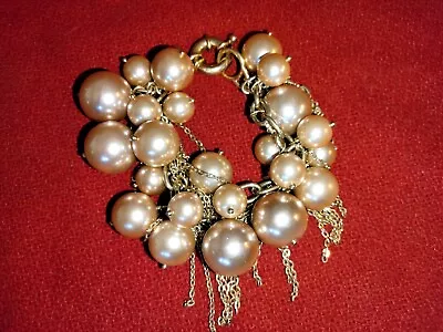 J. Crew Large Gold Beaded Charm & Chain Fashion Bracelet 7  • $9.50