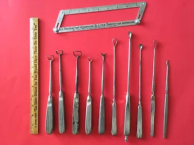 Lot Of 11 Antique Surgical Instruments - Medical Tools - For Display Or Prop Use • $42