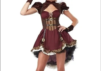 Steampunk Girl Spirit Halloween Costume Womens Medium 8-10 Dress Only Outfit  • $35