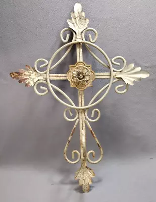 Metal Decorative Wall Or Garden Cross 16 X 11 1/2  With Hook Crucifix Light Rust • $13.99