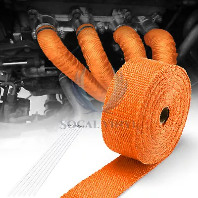 Orange Exhaust Pipe Insulation Thermal Heat Wrap 2 X50' Motorcycle Header • $18.46